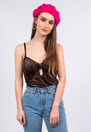 VINTAGE Y2K BROWN VELVET VEST TOP