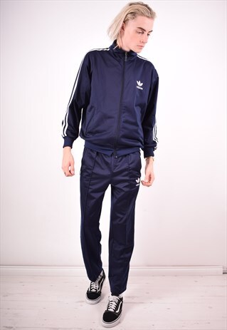 ADIDAS MENS VINTAGE FULL TRACKSUIT MEDIUM BLUE 90S