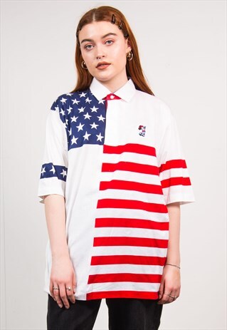 VINTAGE 90'S USA PATTERN MICKEY MOUSE POLO T-SHIRT