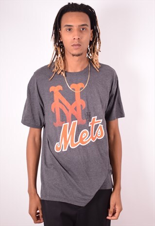 MENS VINTAGE NY METS T-SHIRT TOP 2XL GREY 90S
