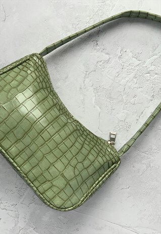 green croc shoulder bag