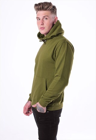ESSENTIAL BLANK PULLOVER HOODY - KHAKI OLIVE ARMY GREEN