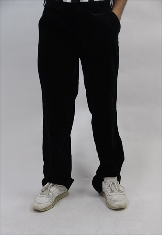 VINTAGE 90'S BLACK VELVET TROUSERS