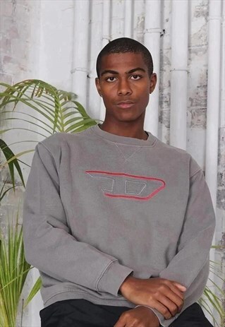 VINTAGE DIESEL BIG LOGO SWEATSHIRT GREY