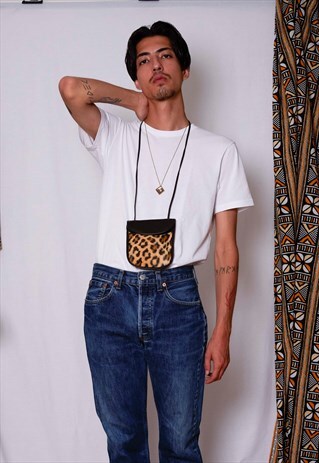 VINTAGE ANIMAL PRINT LEATHER POUCH BAG