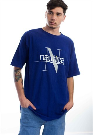 VINTAGE NAUTICA BIG LOGO T-SHIRT 90S L 9