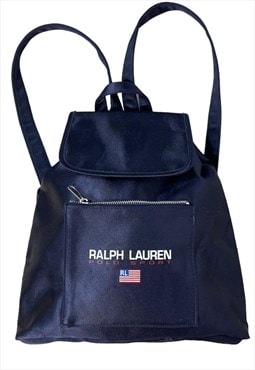 Vintage Y2k Polo Ralph Lauren Backpack Navy Satin Preppy