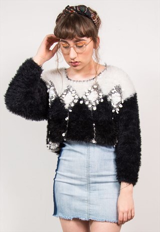 VINTAGE FLUFFY ABSTRACT PATTERN JUMPER