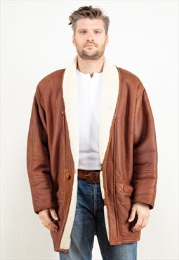 Vintage 80's Sheepskin Coat in Brown