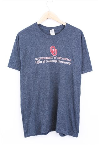 Vintage Oklahoma College Tee Grey With Spell Out Print 90s