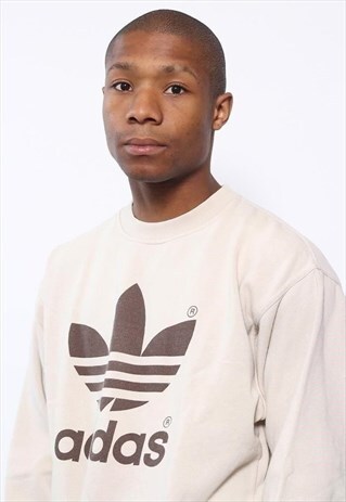 VINTAGE ADIDAS BIG SPELL OUT LOGO SWEATSHIRT BROWN