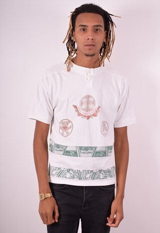 MENS VINTAGE T-SHIRT TOP LARGE WHITE 90S
