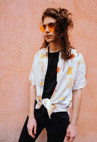 VINTAGE FRUIT/FLOWER PATTERNED SHIRT