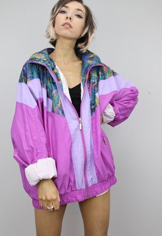 VINTAGE 80S 90S OVERSIZED SHELL SUIT FESTIVAL JACKET