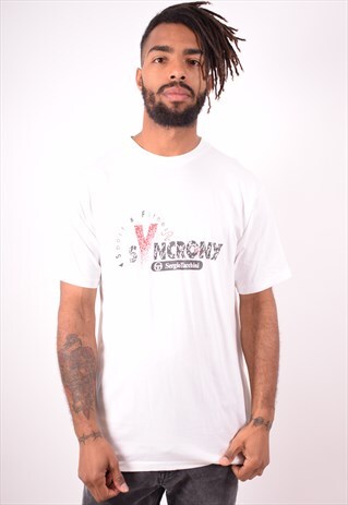 SERGIO TACCHINI MENS VINTAGE T-SHIRT TOP LARGE WHITE 90S