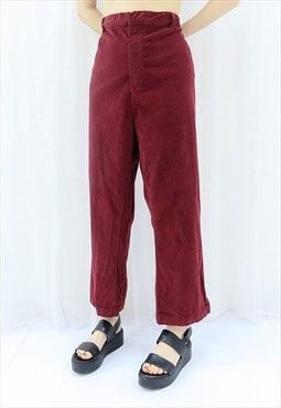 90s Vintage Red Corduroy Trousers (Size XXL)