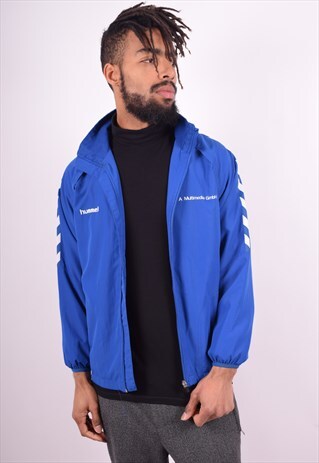 HUMMEL MENS VINTAGE TRACKSUIT TOP JACKET MEDIUM BLUE 90'S