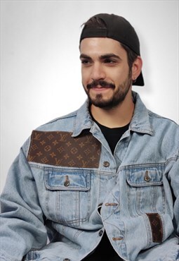 Vintage Denim jacket Reworked with Louis Vuitton leather