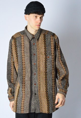 VINTAGE 90S BROWN GRUNGE LONG SLEEVE SHIRT
