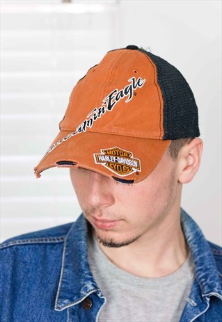 VINTAGE HARLEY-DAVIDSON TRUCKER CAP LOGO 90S ONE SIZE 3.3