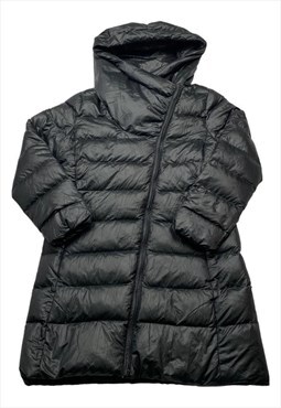 Nike Black Long Zip-Up Down Fill Hooded Puffer Jacket