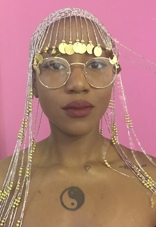 GOLD VINTAGE STYLE FRAME CLEAR LENS GLASSES
