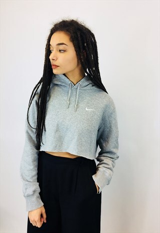 NIKE EMBROIDERED SWOOSH CROPPED HOODIE