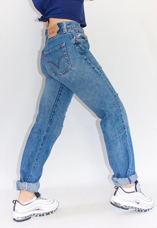 VINTAGE 80'S SHREDDED 501 LEVI'S GUY FIT JEANS