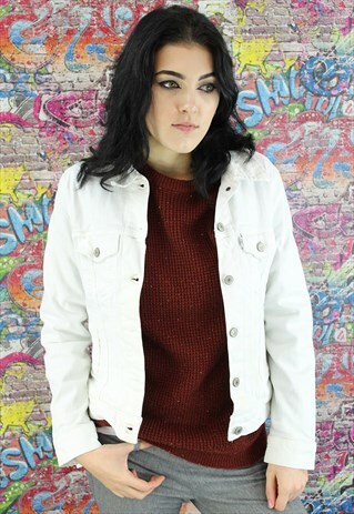 VINTAGE 80S WHITE LEVI'S DENIM JACKET