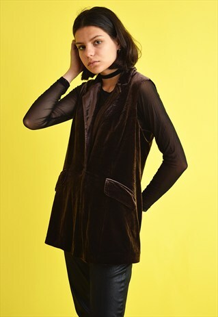 90'S RETRO SHIMMER VELVET CLASSY SLEEVELESS JACKET VEST