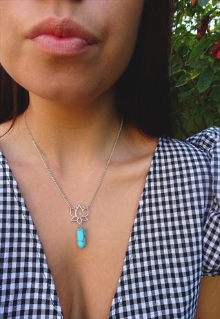 LOTUS & TURQUOISE QUARTZ NECKLACE