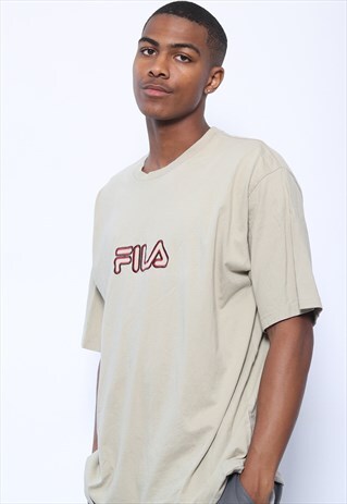 VINTAGE FILA LOGO T-SHIRT BEIGE