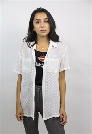 VINTAGE 90'S WHITE FLORAL BLOUSE