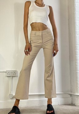 Vintage Y2k Tailored High Waisted Suit Pants Trousers Cream