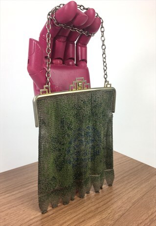 20'S VINTAGE FLAT METAL MESH BAG-ART DECO/GATSBY/PARTY