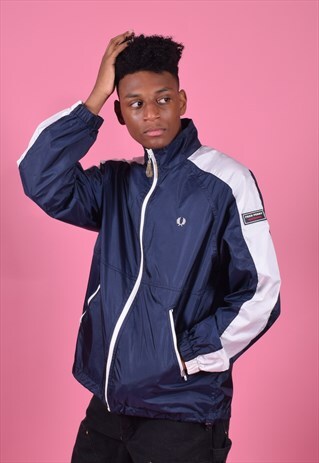 FRED PERRY NAVY AND WHITE ZIPPED JACKET