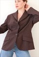 VINTAGE BLAZER OVERSIZED 90S SUIT JACKET DARK BROWN TAILORED