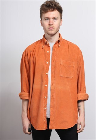 VINTAGE CORDUROY CORD SHIRT ORANGE