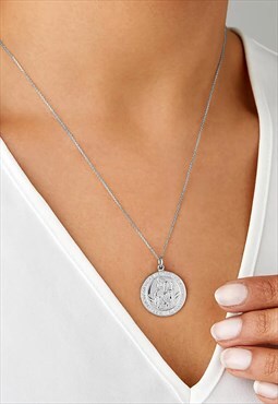 Women's 16" Saint Christopher Pendant Necklace - Silver