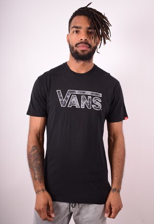 VANS MENS VINTAGE T-SHIRT TOP MEDIUM BLACK 90S