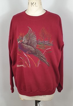Unisex Vintage Burgundy Illinois Pheasant Graphic Sweatshirt