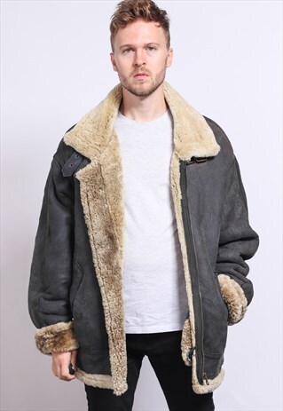 VINTAGE SUEDE AVIATOR FLEECE JACKET