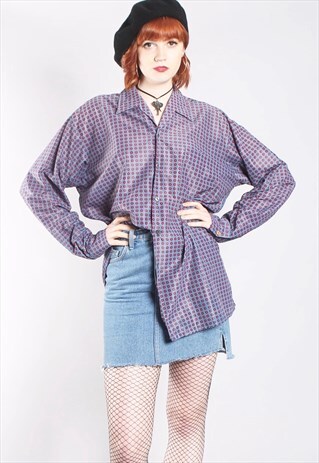 VINTAGE 60S SHINY GEOMETRIC PATTERN BAGGY SHIRT