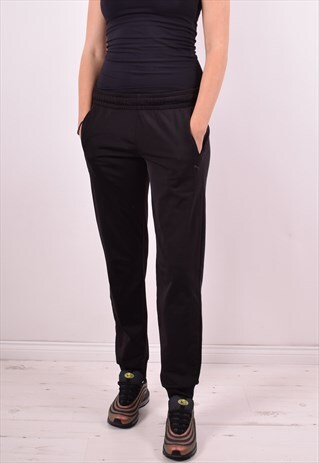PUMA WOMENS VINTAGE TRACKSUIT TROUSERS W30 L30 BLACK 90S