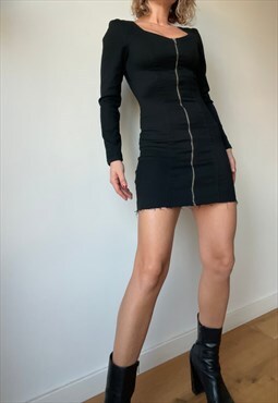Vintage Black Denim Mini Dress
