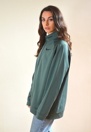 00S VINTAGE OLIVE GREEN 1/4 ZIP TRACK JACKET