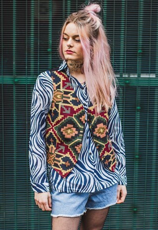 VINTAGE VEST JACKET WITH FUNKY EMBROIDERY