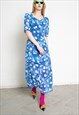 VINTAGE 90S FLORAL DRESS BLUE
