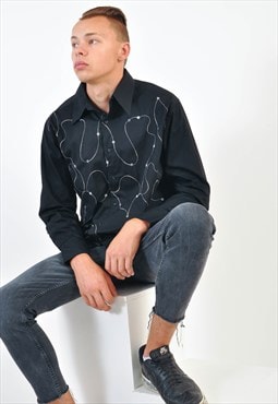 Vintage embroidered shirt in black