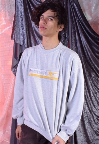 VINTAGE REEBOK GREY AND YELLOW SWEATSHIRT